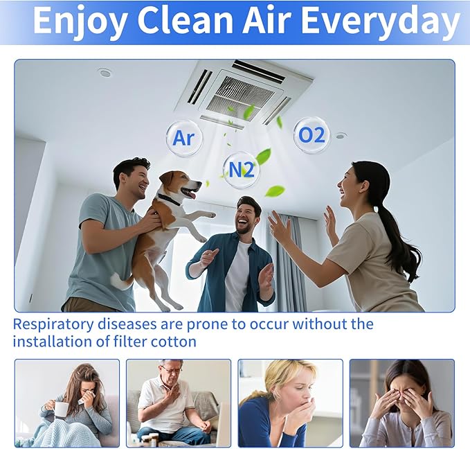 Custom Size Air Vent Filters,12''x90''x1'' Cut to Fit Air Filter Material with MERV 8 Rating & Adhesive Tape, for Home Floor, Grilles, Ceiling, HVAC Furnace Vents