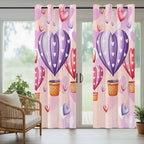 Hot Air Balloons Waterproof Outdoor Curtains for Patio, Windproof Weatherproof Curtains with Weighted Hem, Valentine's Day Watercolor Love Balloons Light Filtering Privacy Drapes for Porch 54"x 95"