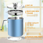 Chihee Stainless Steel Bacon Grease Saver - 2L / 67.6 fl oz Oil Container with Fine Mesh Strainer and Non-slip Tray for Kitchen Storing Frying Cooking Grease