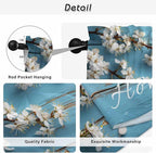 Farmhouse Wooden Grain Kitchen Curtains, Vintage Shabby Chic Flower Blue Light Filtering Window Curtain Panels, 2Pcs Rod Pocket Window Treatments Set for RV Dining Room Study Room 42x45 Inches