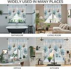 Spring Floral Swag Valances for Windows, Vintage Tulips Flower Butterfly Retro Wood Blue Rod Pocket Kitchen Curtains Valance, Small Window Curtains Swag for Cafe Living Room, 2 Panels, 36x36 inch