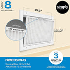 Simply 14x25x1 Air Filter, Merv 8, 12 Pack, For Home AC Furnace & HVAC (Actual Size: 13.75"x24.75"x0.75") DUST, Pet, & Allergy Control