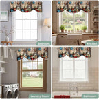 Country Flower Tie Up Valance for Window, Western Texas Star Butterfly Barn Door Adjustable Balloon Window Shade Valance Curtain for Kitchen Cafe Bathroom Window Treatment Panel 54''x18''