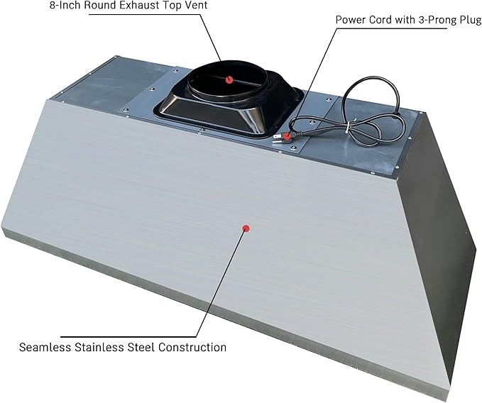 CT Copper Tailor Sloped Copper Vent Hood Wall Mount,54'' W,42''H,1260 CFM Exhaust Fan,Stainless Steel Vent,LED Light,Dishwasher-Safe Baffle Filters,VH8TR1