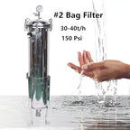 304 Stainless Steel Filter Bag Housing 150PSI Multi-Purpose Bag Filtering Equipment 2" NPT in/Out #2 Bag with Mesh Heavy Duty Industrial Fluid Filter