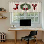 Red Green Christmas Kitchen Tier Curtains 36 Inch Long 2 Panel Set,Rod Pocket Half Window Curtains Over Sink,Farmhouse Xmas Botanical Winter Short Drapes for Bathroom Cafe 27.5"W x 36"L