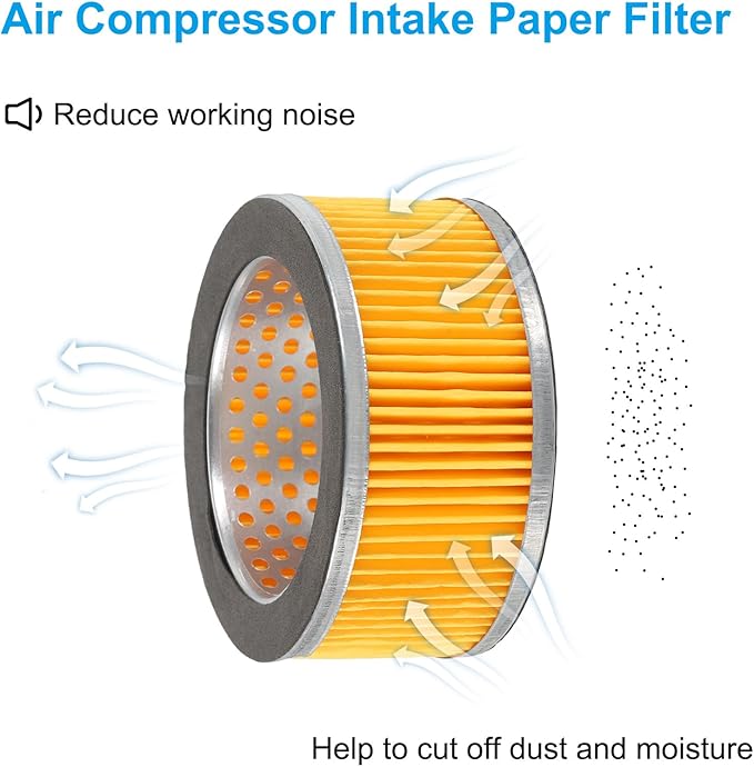 PATIKIL 4.2 x 2 Inch Air Compressor Intake Paper Filter 8 Pack Piston Type Air Filter Elements Replacement for Blowers Generators Filter Particles to Reduce Noise, Yellow