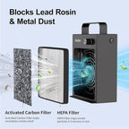 Solder Fume Extractor with HEPA and Carbon Filter - Portable Smoke Absorber for DIY Soldering, Engraving, Jewelry Making，with 2 Magnetic Helping Hands