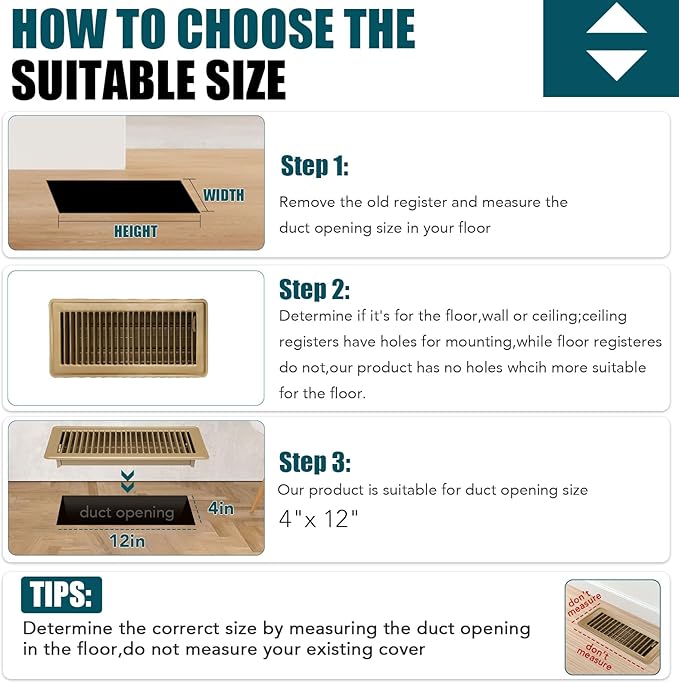 VOISEN Floor Register 4x12, 4 Pack Floor Vent Covers, Steel Adjustable Air Supply Grille Register Vent Cover Grill for Sidewall and Floor, Vent Covers for Home Floor,Brown