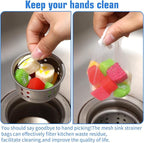 300 PCs Disposable Mesh Sink Strainer Bags, Kitchen Strainer Mesh Bag Non-Clog Sink Drain Strainers, Elastic Net Strainers Filter Bags Residue Filtering Bag for Food Waste Leftover Garbage