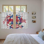 Independence Day Kitchen Curtains 54 Inch Long 2 Panel Set, Rod Pocket Window Curtains Panels, 4 of July Rose Wooden Grain Vintage Light Filtering Privacy Draperies for Bedroom Laundry 42"W x 54"L