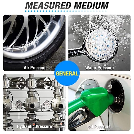 MEANLIN MEASURE 1/4" NPT 0-60Psi Swimming Pool Water Pressure Gauge 2" FACE DIAL, Center Back Mount, with 1/2" NPT and 3/8" NPT Hex Bushing