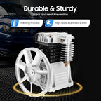 3HP Air Compressor Pump Head with Suction Valve and Cooling Fan Piston Cylinder Assembly for High Output Garage or Industrial Use