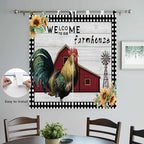 Farmhouse Rooster Bathroom Curtains 63 Inch Length, Window Curtains Tab Top, Rustic Red Barn Windmill Sunflowers Light Filtering Window Treatments Drapes 52"x63" 2 Panel