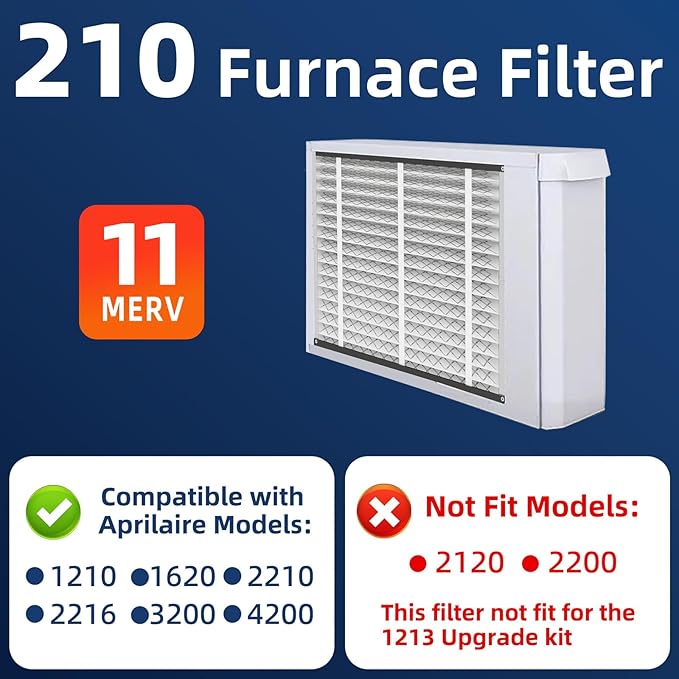 3 Pack 210 Replacement Air Filter, MERV 11,Actual Size: 20.47"x25.6"x3.94", Nominal Size: 20''x25''x4'', HVAC Furnace Filter, Compatible with AprilAire Models 1210, 1620, 2210, 2216, 3210, 4200