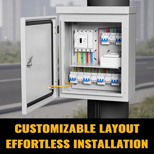 Steel Electrical Box, 16"x12"x8" Steel Enclosure, IP67 Waterproof & Rust-Resistant, Outdoor/Indoor Electrical Junction Box with Mounting Plate for Wall/Pole Mount