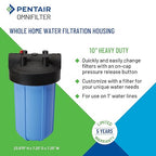Pentair OMNIFilter Whole Home 10" Heavy-Duty Big Blue Water Filtration System with Pressure Relief, Black/Blue