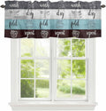 Laundry Rules Valances for Windows, Retro Blue White Wood Board Grain Kitchen Valance Light Filtering Rod Pocket Short Curtains for Kitchen Bathroom, 1 Panel, 54"x18"