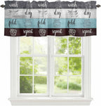 Laundry Rules Valances for Windows, Retro Blue White Wood Board Grain Kitchen Valance Light Filtering Rod Pocket Short Curtains for Kitchen Bathroom, 1 Panel, 54"x18"