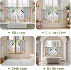 Easter Kitchen Curtains 45 Inch Long 2 Panel Set, Rod Pocket Window Treatment, Spring Colorful Bunny Eggs Flower Wood Grain Light Filtering Short Curtains & Drapes for Bathroom Laundry 52"W x 45"L