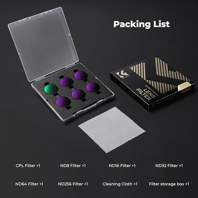 K&F CONCEPT Snap On CPL ND Filter Kit Compatible with DJI Osmo Action 6, 4 Pack CPL ND8 ND16 ND32 Neutral Density Polarizing Action 6 Filter Camera Accessories, Multicoated HD Optical Glass