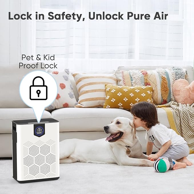 Air Purifiers for Home up to 3000 Sq Ft with Washable Filters, 2x H14 True HEPA Filter, 2xSpeed Fan with Turbo Mode, CADR 500m³/h Remove Pet Hair Odor, 22dB Sleep Mode for Bedroom, Large Room,Office