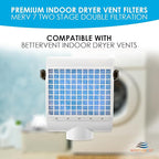 Dryer Filter Replacement - Compatible with Better Vent Indoor Dryer Vent Systems - Portable Indoor Dryer Filters - MERV 7 Double Filtration (12-Pack)
