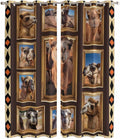 2 Panel Kitchen Cafe Curtains, Wildlife Camels Sunlight Filtering Nature Air Through, Home Decor Window Covering Tier Curtains for Living Room 80W x 84L inch Deserts Animals Brown Geometric Rustic