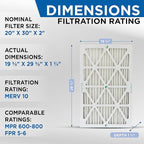 Glasfloss 20x30x2 MERV 10 (FPR 5-6) 2" Inch Pleated Air Filters Box of 6. Actual Size: 19-5/8 x 29-5/8 x 1-3/4