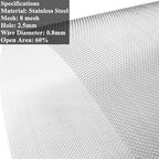TIMESETL 2 Pack 304 Stainless Steel Woven Wire 8 Mesh, 12"x24"(30cmx60cm) Cabinets Wire Mesh Garden Guard Screen Metal Security Mesh Window Screen Mesh Net