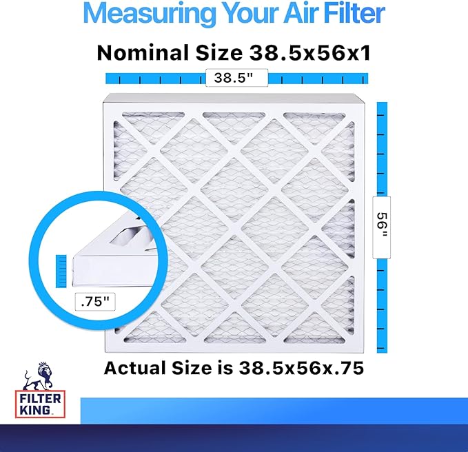 Filter King 38.5x56x1 Air Filter | 4-PACK | MERV 8 HVAC Pleated A/C Furnace Filters | MADE IN USA | Actual Size: 38.5 x 56 x .75"