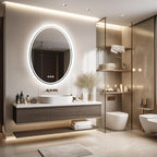 LUVODI Lighted LED Bathroom Mirror: 28”x20” Oval Anti-Fog Dimmable Wall Mounted Makeup Mirror with Backlit - Modern Vanity Mirrors with Demister Pad Smart Touch Switch Sensor Memory Function