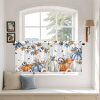 Navy Blue Pumpkin Fall Kitchen Tier Curtains 36 Inch Long 2 Panel Set,Rod Pocket Half Window Curtains Over Sink,Thanksgiving Maple Leaves Branches Short Drapes for Bathroom Cafe 27.5"W x 36"L