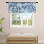 Navy Blue Retro Summer Sheer Valance Curtains, Sea Turtle Starfish Coral Ocean Light Filtering Kitchen Valances Rod Pocket Voile Curtain Window Treatment for Bedroom/Living Room/Basement 42Wx18L