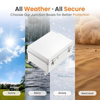 QILIPSU Waterproof Junction Box IP67 Outdoor Plastic Electrical Project Enclosure Weatherproof with Inner Door, Mounting Plate, Wall Brackets, Hinged Grey Cover 16.1"x12.2"x7.1" -D