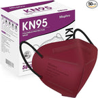 Miuphro KN95 Face Mask 50 Pack, Disposable Respirator Masks, 5 Layer Design Safety Mask for Protection, Ideal for Men and Women (Red)