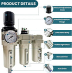 Upgraded 3/4" NPT Heavy Duty Industrial Grade 3 Stage Air Drying System, Particulate Filter, Coalescing Filter, Desiccant Dryer & Air Regulator - for Plasma Cutter, Paint Spray（Auto Drain）