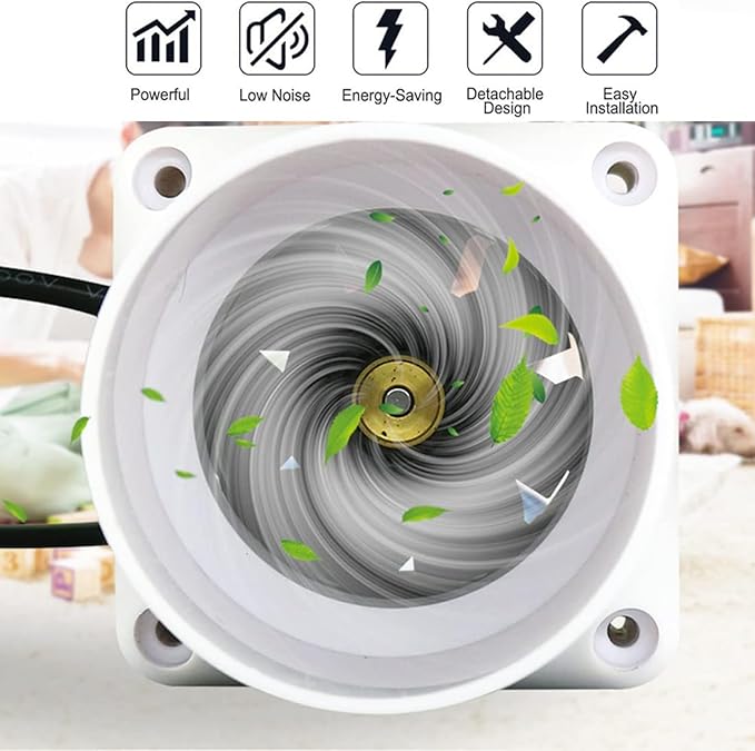 2“ Inline Duct Fan 12V 22 Cfm HVAC Quiet Exhaust Blower Small Ventilation Fan for Grow Tent Basements, Kitchens, Attics (Color : Black, Size : NO Adjustable Speed)