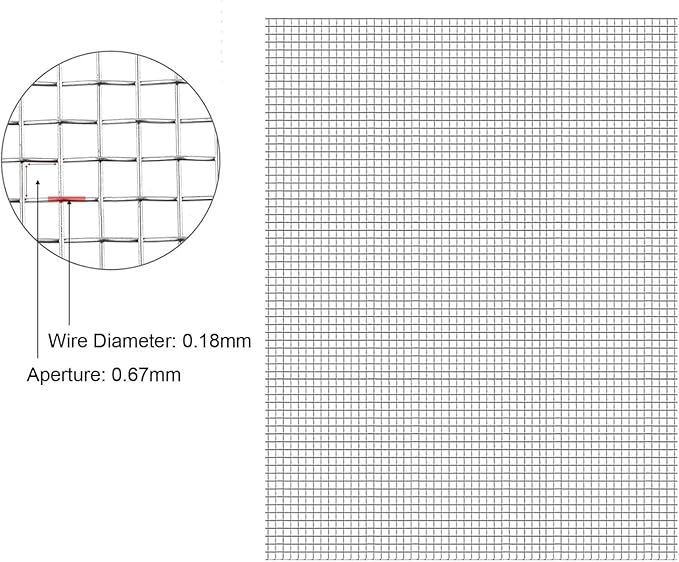 Stainless Steel Screen Mesh 30 Mesh Cloth, 304 Wire Netting Roll, Durable Ventilation Filter for Garden Fencing Window Guards Workshop