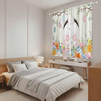Easter Window Curtains 63 Inch Long 2 Panel Set, Rod Pocket Bedroom Curtains & Drapes, Spring Farmhouse Watercolor Bunny Eggs Wood Grain Light Filtering Window Treatment for Living Room 42"W x 63"L