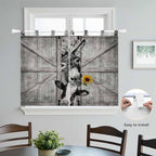 Funny Farm Animals Bedroom Curtains 63 Inch Length, Window Curtains Tab Top, Vintage Barn Grey Sunflowers Light Filtering Window Treatments Drapes 42"x63" 2 Panel
