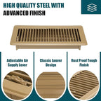 VOISEN Floor Register 4x12, 6 Pack Floor Vent Covers, Steel Adjustable Air Supply Grille Register Vent Cover Grill for Sidewall and Floor, Vent Covers for Home Floor,Brown