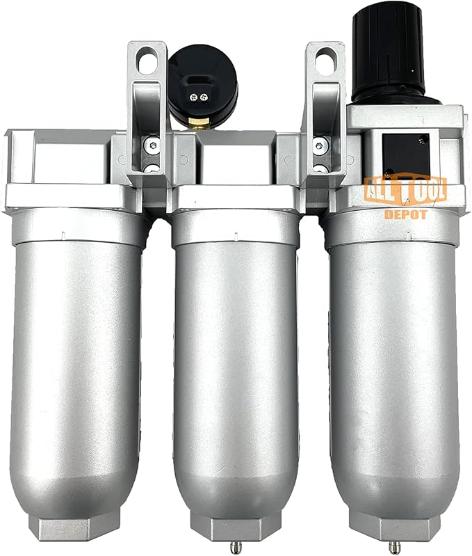 3/4" NPT SUPER DUTY Industrial Grade Filter Regulator Coalescing Desiccant Dryer System For Compressed Air Lines, Metal Bowls, Great For Paint Spray And Plasma Cutter (MANUAL DRAIN)