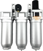 3/4" NPT SUPER DUTY Industrial Grade Filter Regulator Coalescing Desiccant Dryer System For Compressed Air Lines, Metal Bowls, Great For Paint Spray And Plasma Cutter (MANUAL DRAIN)