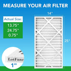 LotFancy 14x25x1 Air Filter MERV 8 4-Pack, Electrostatic Pleated Furnace & AC Filter, Captures Dust, Pet Hair, Pollen, Actual Size: 13.75"x24.75"x0.75"