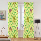 2 Panel Kitchen Cafe Curtains, Desert Sand Camels Sunlight Filtering Nature Air Through, Window Decor Tier Curtains for Living Room 104W x 90L inch Palm Trees Tropical Plants Polka Dot Yellow