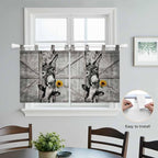 Funny Farm Animals Kitchen Curtains 36 Inch Length, Small Window Curtains Tab Top, Vintage Barn Grey Sunflowers Light Filtering Short Window Treatments Tier Drapes 27.5"x36" 2 Panel