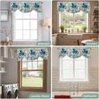 Sea Octopus Ocean Starfish Tie Up Valance Curtains,Nautical Anchor Vintage Wood Grain Kitchen Light Filtering Window Treatments with 3-inch Rod Pocket for Living Room,Bedroom,42x12In