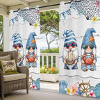 Ocean Gnome Outdoor Curtains for Patio Summer Marine Plumeria Shell Wooden Waterproof Outside Curtains with Grommet Top Weatherproof Curtain for Cabana Pergola Gazebo, 1 Panel, 54" W x 84" L