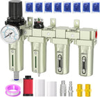 Industrial Grade 4-Stage Air Drying System, 1/2" NPT with Auto Drain, desiccant dryer, air regulator, Particulate Filter and Coalescing Filter for for Paint Spray， Plasma Cutter